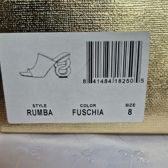 Ninety Union Rumba Fusha Barbie Pink Chain Heel Mules - Picture 7 of 7